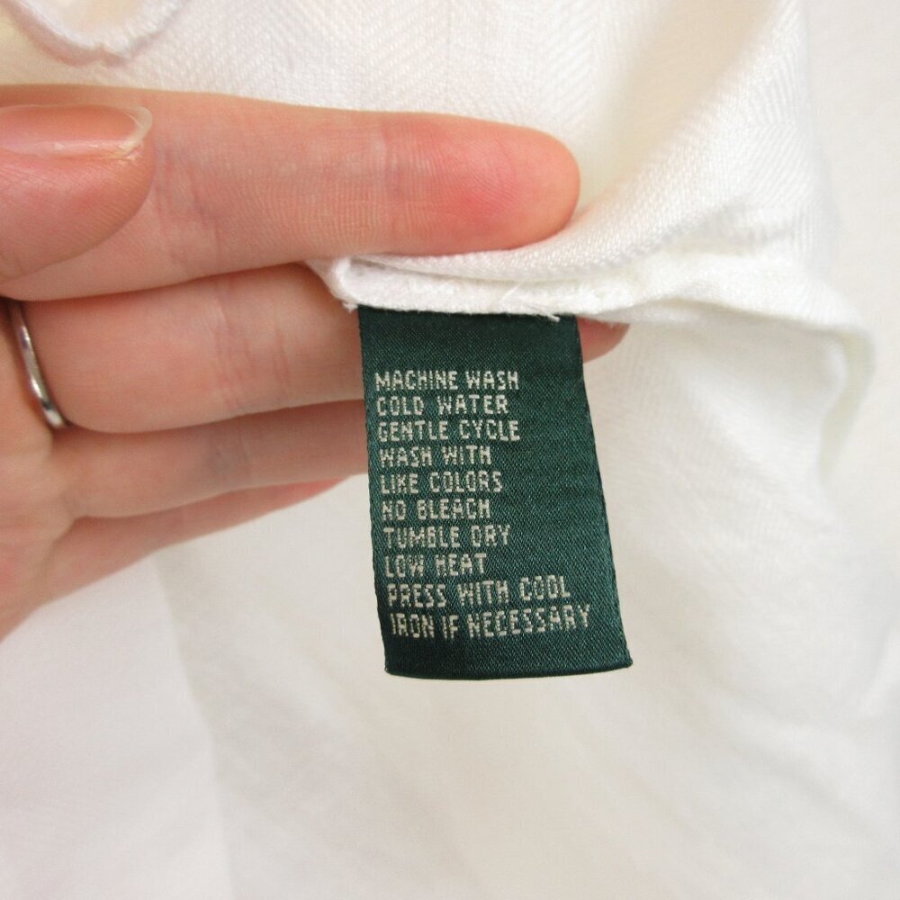 Lauren Ralph Lauren Linen 3/4 Sleeve Button Down Shirt Size XL White - Picture 5 of 11